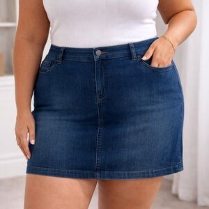 S.C. & Co Stretch Denim Skirt With Shorts Women’s XXL Blue NWT
